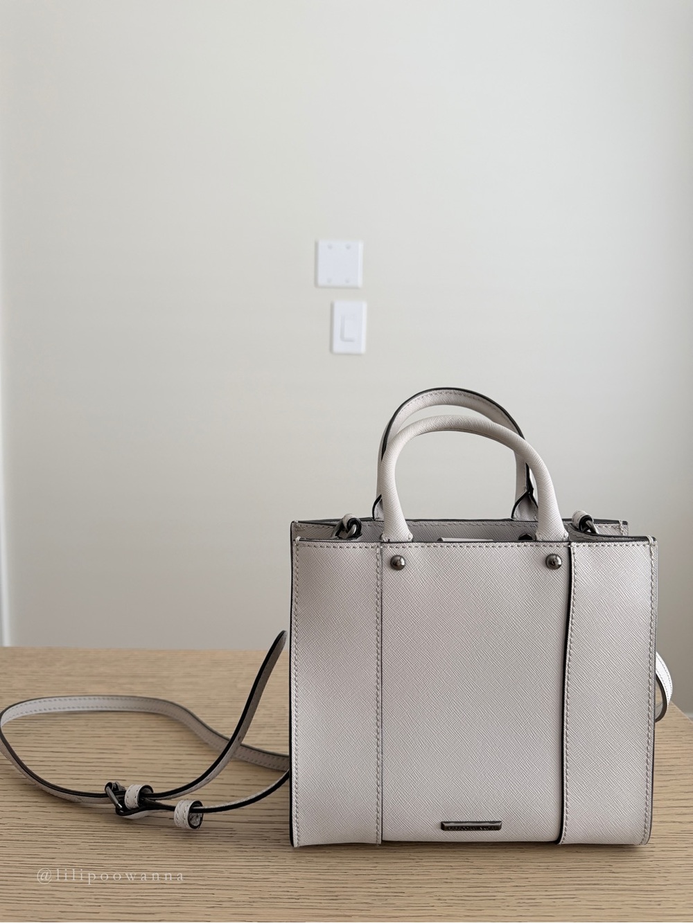 Rebecca Minkoff Light Gray Saffiano Leather Mini Satchel Crossbody Bag